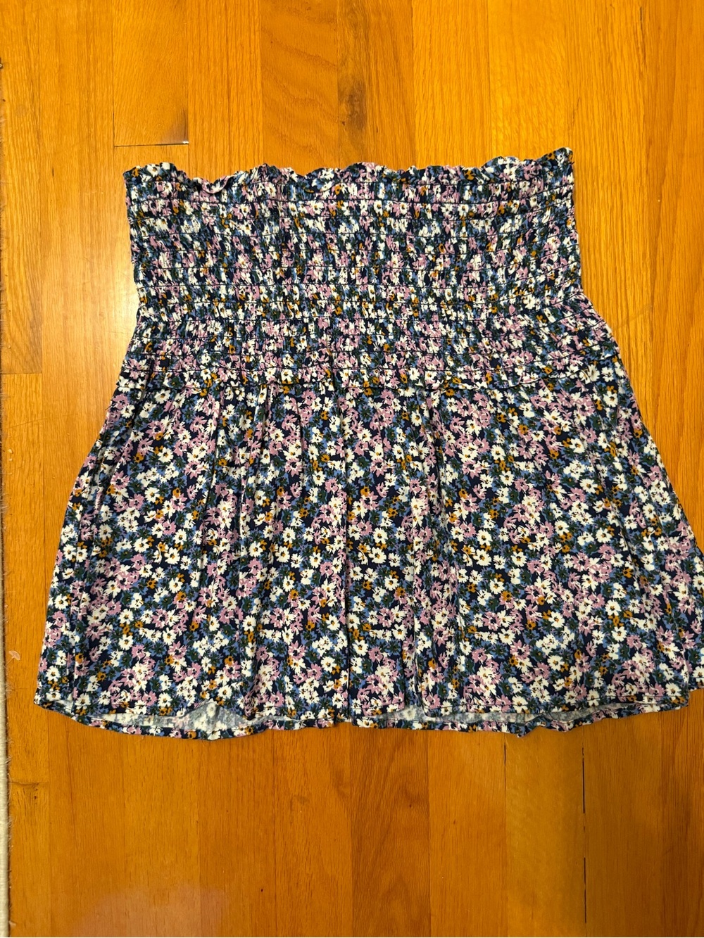 Arizona Jean Company Navy Floral Smocked Mini Skirt